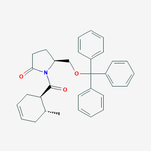 molecular formula C32H33NO3 B157461 (5S)-1-[(1R,6R)-6-Methylcyclohex-3-ene-1-carbonyl]-5-(trityloxymethyl)pyrrolidin-2-one CAS No. 128822-05-9