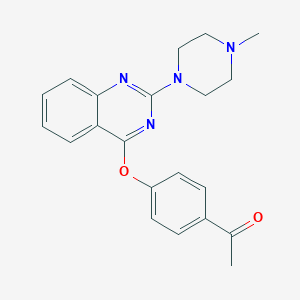 molecular formula C21H22N4O2 B157571 Ethanone, 1-(4-((2-(4-methyl-1-piperazinyl)-4-quinazolinyl)oxy)phenyl)- CAS No. 129112-42-1