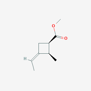 molecular formula C9H14O2 B157608 Cyclobutanecarboxylic acid, 3-ethylidene-2-methyl-, methyl ester, [1R- CAS No. 134175-97-6