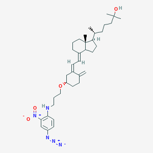 molecular formula C36H53N5O4 B157616 (6R)-6-[(1R,4E,7aR)-4-[(2Z)-2-[(5S)-5-[3-(4-azido-2-nitroanilino)propoxy]-2-methylidenecyclohexylidene]ethylidene]-7a-methyl-2,3,3a,5,6,7-hexahydro-1H-inden-1-yl]-2-methylheptan-2-ol CAS No. 133191-08-9