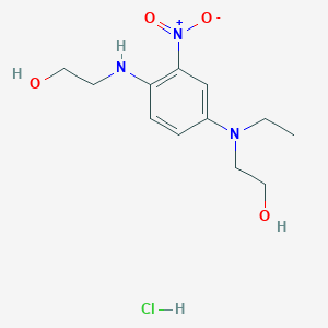 molecular formula C12H20ClN3O4 B157651 4-[N-ethyl-N-(2-hydroxyethyl)amino]-1-(2-hydroxyethyl)amino-2-nitrobenzene, monohydrochloride CAS No. 132885-85-9