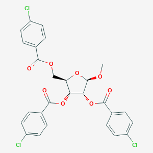 molecular formula C27H21Cl3O8 B015771 Methyl 2,3,5-tri-O-(4-chlorobenzoyl)-beta-D-ribofuranoside CAS No. 29755-00-8