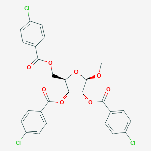 molecular formula C27H21Cl3O8 B015771 2,3,5-三-O-(对氯苯甲酰基)-β-D-呋喃核糖甲酯 CAS No. 29755-00-8