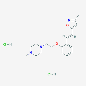 molecular formula C19H27Cl2N3O2 B157737 Piperazine, 1-methyl-4-(2-(2-(2-(3-methyl-5-isoxazolyl)ethenyl)phenoxy)ethyl)-, dihydrochloride, (E)- CAS No. 139193-92-3