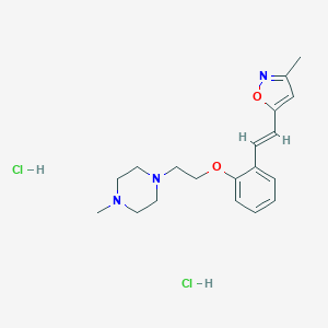 molecular formula C19H29Cl2N3O2 B157737 Piperazine, 1-methyl-4-(2-(2-(2-(3-methyl-5-isoxazolyl)ethenyl)phenoxy)ethyl)-, dihydrochloride, (E)- CAS No. 139193-92-3