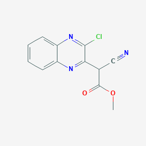 molecular formula C12H8ClN3O2 B157813 Methyl (3-chloroquinoxalin-2-yl)(cyano)acetate CAS No. 10176-23-5