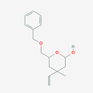 molecular formula C16H22O3 B157931 (4S,6R)-6-Benzyloxymethyl-4-methyl-4-vinyl-tetrahydro-pyran-2-OL CAS No. 130675-11-5