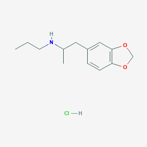 molecular formula C13H20ClNO2 B157953 1,3-Benzodioxole-5-ethanamine, alpha-methyl-N-propyl-, hydrochloride CAS No. 74341-77-8