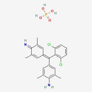molecular formula C23H22Cl2N2 B1580504 Benzenamine, 4-[(2,6-dichlorophenyl)(4-imino-3,5-dimethyl-2,5-cyclohexadien-1-ylidene)methyl]-2,6-dimethyl-, phosphate (1:1) CAS No. 74578-10-2