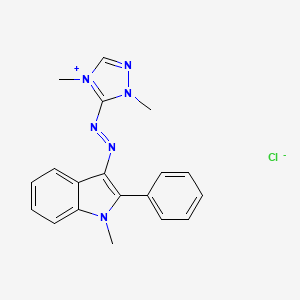 molecular formula C19H19ClN6 B1581231 3H-Indolium, 3-((2,4-dihydro-2,4-dimethyl-3H-1,2,4-triazol-3-ylidene)hydrazono)-1-methyl-2-phenyl-, chloride CAS No. 41025-67-6