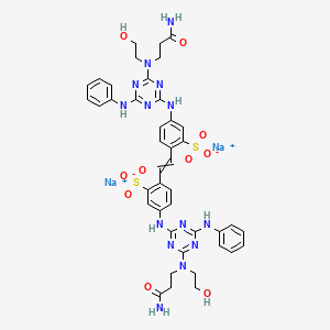 molecular formula C42H44N14Na2O10S2 B1581371 Benzenesulfonic acid, 2,2'-(1,2-ethenediyl)bis[5-[[4-[(3-amino-3-oxopropyl)(2-hydroxyethyl)amino]-6-(phenylamino)-1,3,5-triazin-2-yl]amino]-, sodium salt (1:2) CAS No. 27344-06-5