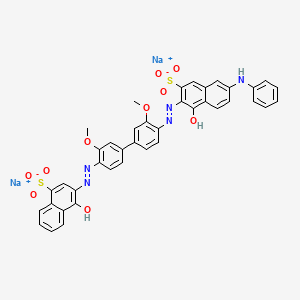 B1581379 Disodium;7-anilino-4-hydroxy-3-[[4-[4-[(1-hydroxy-4-sulfonatonaphthalen-2-yl)diazenyl]-3-methoxyphenyl]-2-methoxyphenyl]diazenyl]naphthalene-2-sulfonate CAS No. 3818-60-8
