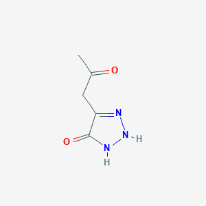 molecular formula C5H7N3O2 B158150 4-(2-Oxopropyl)-1H-1,2,3-triazol-5(2H)-one CAS No. 127846-79-1