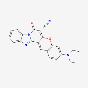 molecular formula C23H18N4O2 B1581834 17-(diethylamino)-11-oxo-14-oxa-3,10-diazapentacyclo[11.8.0.02,10.04,9.015,20]henicosa-1(21),2,4,6,8,12,15(20),16,18-nonaene-12-carbonitrile CAS No. 52372-36-8