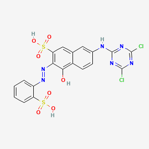 molecular formula C19H12Cl2N6O7S2 B1582030 2-Naphthalenesulfonic acid, 7-[(4,6-dichloro-1,3,5-triazin-2-yl)amino]-4-hydroxy-3-[(2-sulfophenyl)azo]- CAS No. 6522-74-3
