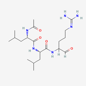 molecular formula C20H38N6O4 B1582131 L-Leucinamide, N-acetyl-L-leucyl-N-[4-[(aminoiminomethyl)amino]-1-formylbutyl]- CAS No. 24365-47-7