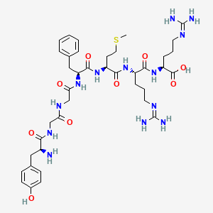 B1582218 (2S)-2-[[(2S)-2-[[(2S)-2-[[(2S)-2-[[2-[[2-[[(2S)-2-amino-3-(4-hydroxyphenyl)propanoyl]amino]acetyl]amino]acetyl]amino]-3-phenylpropanoyl]amino]-4-methylsulfanylbutanoyl]amino]-5-(diaminomethylideneamino)pentanoyl]amino]-5-(diaminomethylideneamino)pentanoic acid CAS No. 76496-10-1