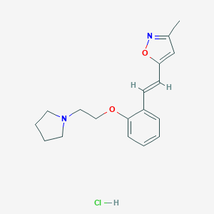 molecular formula C18H23ClN2O2 B158237 Isoxazole, 3-methyl-5-(2-(2-(2-(1-pyrrolidinyl)ethoxy)phenyl)ethenyl)-, monohydrochloride, (E)- CAS No. 139193-91-2