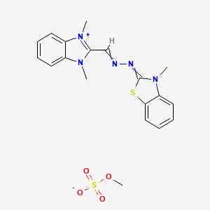molecular formula C19H21N5O4S2 B1582658 Benzothiazolium, 2-[[(1,3-dihydro-1,3-dimethyl-2H-benzimidazol-2-ylidene)methyl]azo]-3-methyl-, methyl sulfate CAS No. 52435-14-0