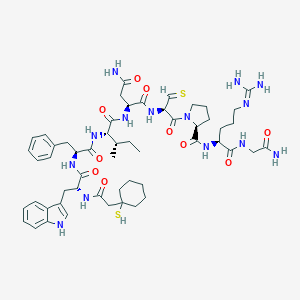 molecular formula C54H76N14O10S2 B158277 Oxytocin, beta-mercapto-beta,beta-cyclopentamethylenepropionic acid-trp(2)-phe(3)-ile(4)-arg(8)- CAS No. 130155-44-1