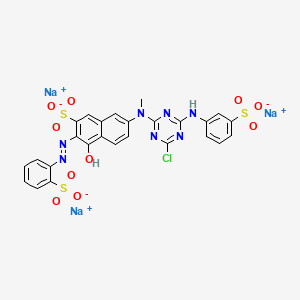 molecular formula C26H17ClN7Na3O10S3 B1582776 2-Naphthalenesulfonic acid, 7-((4-chloro-6-((3-sulfophenyl)amino)-1,3,5-triazin-2-yl)methylamino)-4-hydroxy-3-((2-sulfophenyl)azo)-, trisodium salt CAS No. 70210-21-8