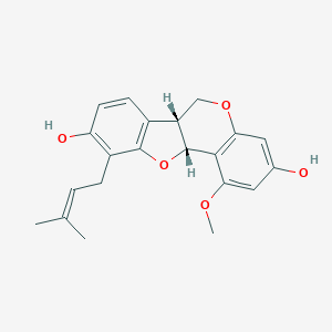 molecular formula C21H22O5 B158279 3,9-Dihydroxy-1-methoxy-10-prenylpterocarpan CAS No. 65428-13-9