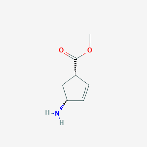 molecular formula C7H11NO2 B158307 (1S,4R)-methyl 4-aminocyclopent-2-enecarboxylate CAS No. 138923-03-2