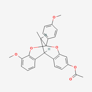 molecular formula C26H24O6 B1583292 8-Methoxy-6-(p-methoxyphenyl)-13-methyl-6,12-methano-12H-dibenzo(d,g)(1,3)dioxocin-3-ol acetate CAS No. 2652-25-7