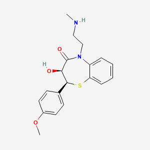 molecular formula C19H22N2O3S B1583477 1,5-Benzothiazepin-4(5H)-one, 2,3-dihydro-3-hydroxy-2-(4-methoxyphenyl)-5-(2-(methylamino)ethyl)-, (2S,3S)- CAS No. 86408-44-8