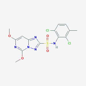 molecular formula C14H13Cl2N5O4S B158369 N-(2,6-Dichloro-3-methylphenyl)-5,7-dimethoxy-[1,2,4]triazolo[1,5-C]pyrimidine-2-sulfonamide CAS No. 126803-73-4