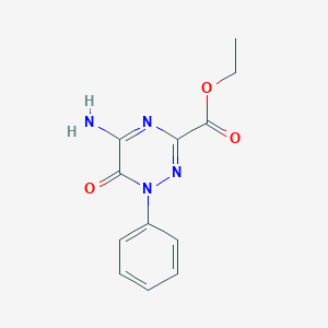 molecular formula C12H12N4O3 B158410 Ethyl 5-amino-6-oxo-1-phenyl-1,6-dihydro-1,2,4-triazine-3-carboxylate CAS No. 127720-99-4