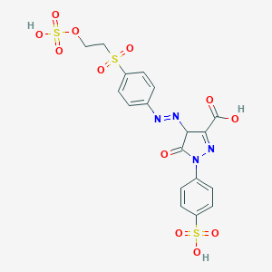 molecular formula C18H16N4O12S3 B158414 4,5-Dihydro-5-oxo-4-((4-((2-(sulphooxy)ethyl)sulphonyl)phenyl)azo)-1-(4-sulphophenyl)-1H-pyrazole-3-carboxylic acid CAS No. 10149-98-1