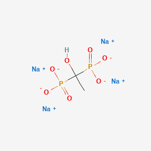 molecular formula C2H4Na4O7P2 B1584590 Phosphonic acid, (1-hydroxyethylidene)bis-, tetrasodium salt CAS No. 3794-83-0
