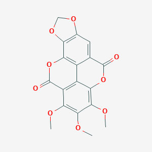 molecular formula C18H12O9 B158463 (1)苯并吡喃并(5,4,3-cde)(1,3)二氧杂环(4,5-h)(1)苯并吡喃-5,11-二酮，1,2,3-三甲氧基- CAS No. 69251-99-6