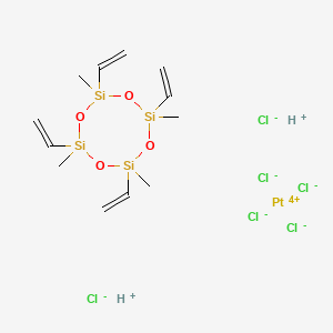 B1584672 Platinate(2-), hexachloro-, dihydrogen, (OC-6-11)-, reaction products with 2,4,6,8-tetraethenyl-2,4,6,8-tetramethylcyclotetrasiloxane CAS No. 68585-32-0