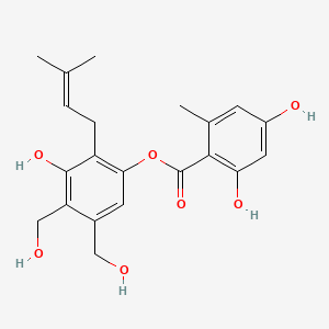 molecular formula C21H24O7 B1584863 3-Hydroxy-4,5-bis(hydroxymethyl)-2-(3-methylbut-2-en-1-yl)phenyl 2,4-dihydroxy-6-methylbenzoate CAS No. 58265-74-0