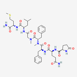 B1585030 (2S)-N-[(2S)-1-[[(2S)-1-[[2-[[(2S)-1-[[(2S)-1-amino-4-methylsulfanyl-1-oxobutan-2-yl]amino]-4-methyl-1-oxopentan-2-yl]amino]-2-oxoethyl]-methylamino]-1-oxo-3-phenylpropan-2-yl]-methylamino]-1-oxo-3-phenylpropan-2-yl]-2-[[(2S)-5-oxopyrrolidine-2-carbonyl]amino]pentanediamide CAS No. 77128-69-9