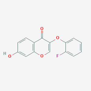 molecular formula C15H9FO4 B158512 4H-1-Benzopyran-4-one, 3-(2-fluorophenoxy)-7-hydroxy- CAS No. 137374-74-4