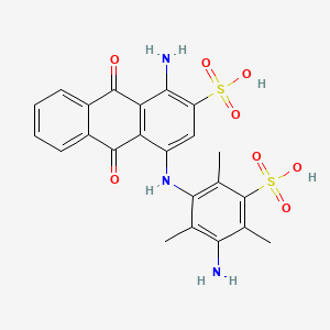 molecular formula C23H21N3O8S2 B1585389 2-Anthracenesulfonic acid, 1-amino-4-[(3-amino-2,4,6-trimethyl-5-sulfophenyl)amino]-9,10-dihydro-9,10-dioxo- CAS No. 24124-40-1
