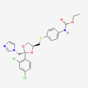 molecular formula C23H23Cl2N3O4S B1585435 ethyl N-[4-[[(2R,4S)-2-(2,4-dichlorophenyl)-2-(imidazol-1-ylmethyl)-1,3-dioxolan-4-yl]methylsulfanyl]phenyl]carbamate CAS No. 95480-32-3
