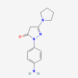 molecular formula C13H16N4O B1585446 3H-Pyrazol-3-one, 2-(4-aminophenyl)-2,4-dihydro-5-(1-pyrrolidinyl)- CAS No. 30707-77-8