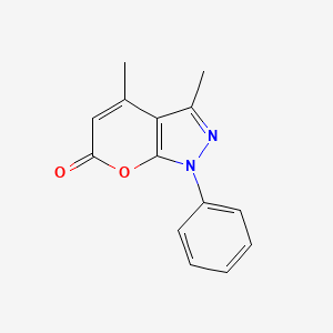 molecular formula C14H12N2O2 B1585624 3,4-dimethyl-1-phenylpyrano[2,3-c]pyrazol-6(1H)-one CAS No. 74169-52-1