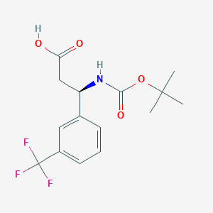 molecular formula C15H18F3NO4 B1585885 (R)-Boc-3-(trifluoromethyl)-beta-Phe-OH CAS No. 501015-18-5