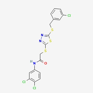 molecular formula C17H12Cl3N3OS3 B1586114 2-[5-(3-Chlorobenzylthio)-1,3,4-thiadiazol-2-ylthio]-N-(3,4-dichlorophenyl)acetamide CAS No. 353254-79-2