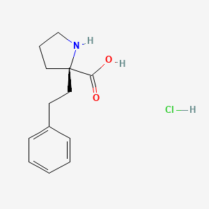molecular formula C13H18ClNO2 B1586116 (S)-2-Phenethylpyrrolidine-2-carboxylic acid hydrochloride CAS No. 1049741-77-6