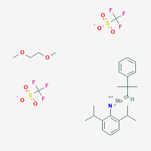 molecular formula C28H39F6MoNO8S2 B158623 2,6-Diisopropylphenylimido neophylidenemolybdenum(VI) bis(trifluoromethanesulfonate)dimethoxyethane adduct CAS No. 126949-63-1