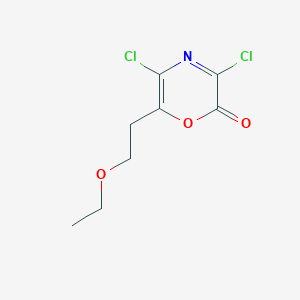 B158658 3,5-Dichloro-6-(2-ethoxyethyl)-2H-1,4-oxazin-2-one CAS No. 131882-07-0