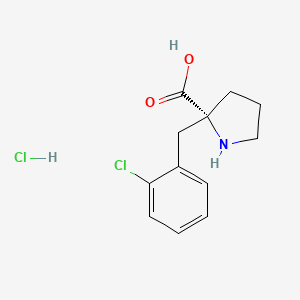 molecular formula C12H15Cl2NO2 B1586855 (R)-2-(2-Chlorobenzyl)pyrrolidine-2-carboxylic acid hydrochloride CAS No. 637020-74-7