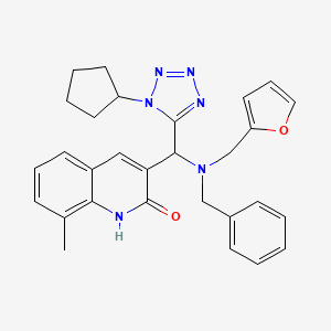 3-[[Benzyl(furan-2-ylmethyl)amino]-(1-cyclopentyltetrazol-5-yl)methyl]-8-methyl-1H-quinolin-2-one