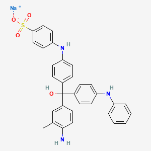 molecular formula C32H28N3NaO4S B1587169 Sodium ((4-((4-(anilino)phenyl)(4-(phenylimino)-2,5-cyclohexadien-1-ylidene)methyl)phenyl)amino)benzenesulphonate CAS No. 8004-90-8